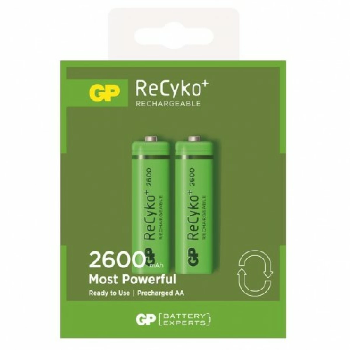 Thumbnail-Pacote de 2 baterias recarregáveis GP ReCyko 2600mAh AA 1,2V – pré-carregado – ciclo de vida: até 1.000 vezes