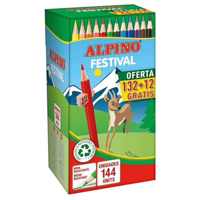 Thumbnail-Pacote Alpino Festival com 144 Lápis de Cor – grafite 3mm – Ideal para todas as classes – Cores sortidas