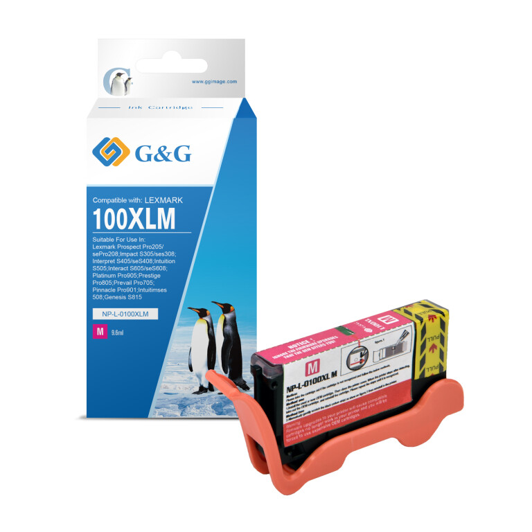 Thumbnail-G&G Lexmark 100XL Magenta Genérico Cartucho – Substitui 14N1070E/14N1094E/14N0901E/14N0921E