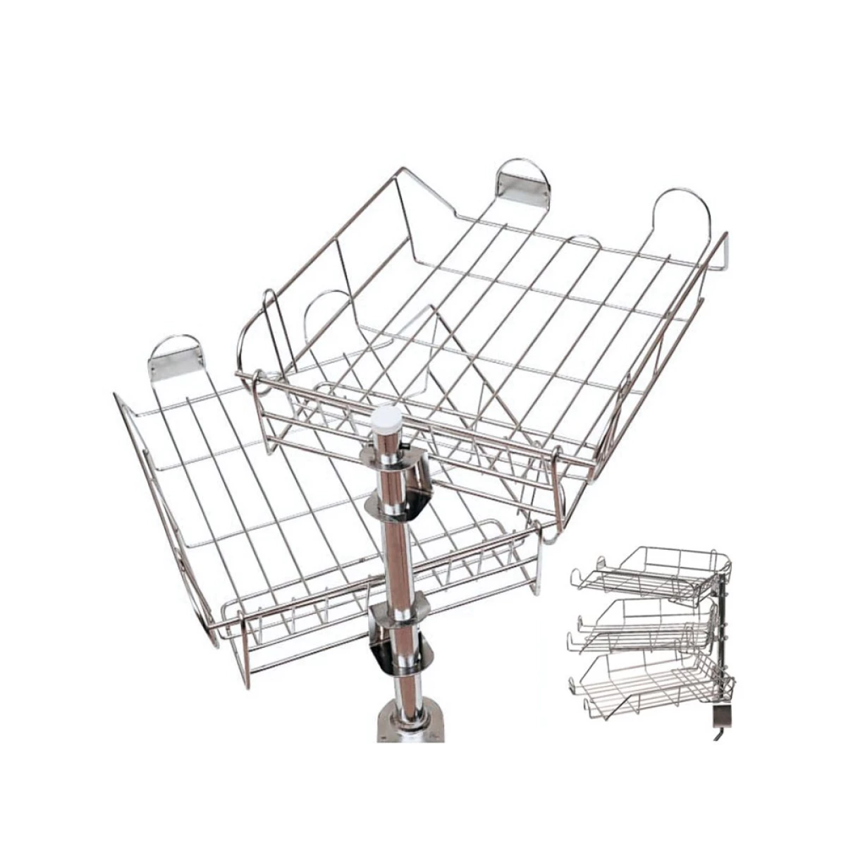 Galery – Tabuleiro q-connect giratorio metalico cromado, de 3 tabuleiros0
