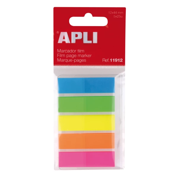 Thumbnail-Apli Índices Adesivos Filme 45x12mm 5 Cores Fluorescentes – 25 Índices por Cor – Fácil de Colar e Descolar – Ideal para Marcar e Organizar – Tamanho Prático – Várias Cores