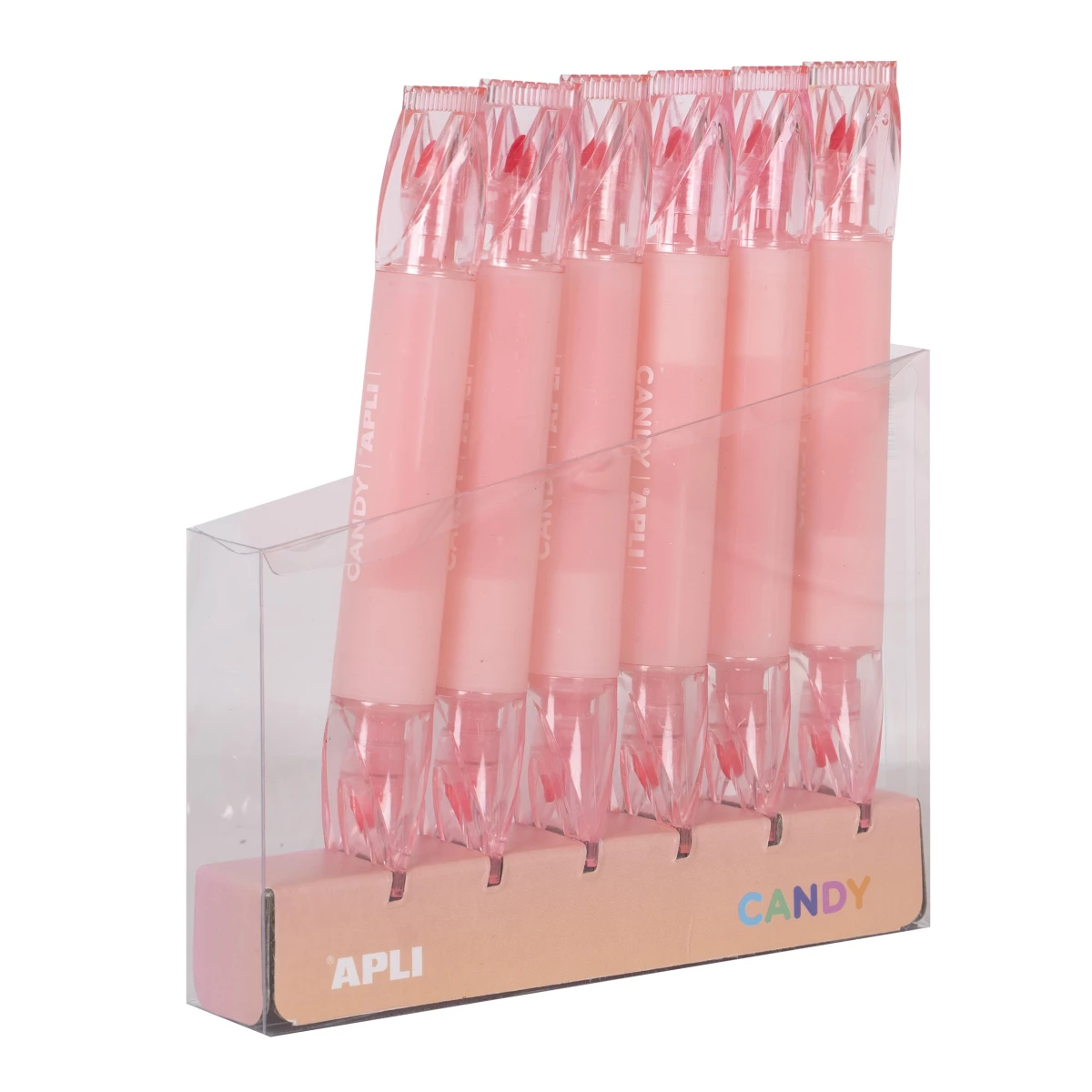 Thumbnail-Appli Underrayadores Caramelo Rosa – Ponta Dupla: 5mm Liso e 2mm Redondo – Refil Pacote com 6 – Ideal para Agendas, Cadernos e Calendários