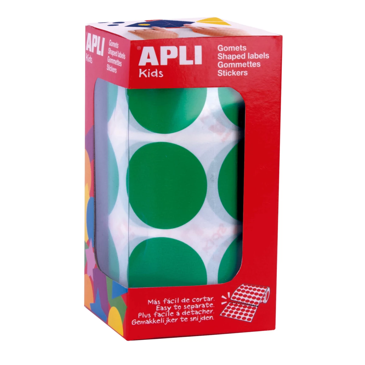 Thumbnail-Apli Gomets XL Green Rounds – Ø 33mm – Adesivo Permanente – 708 Gomets por Rolo