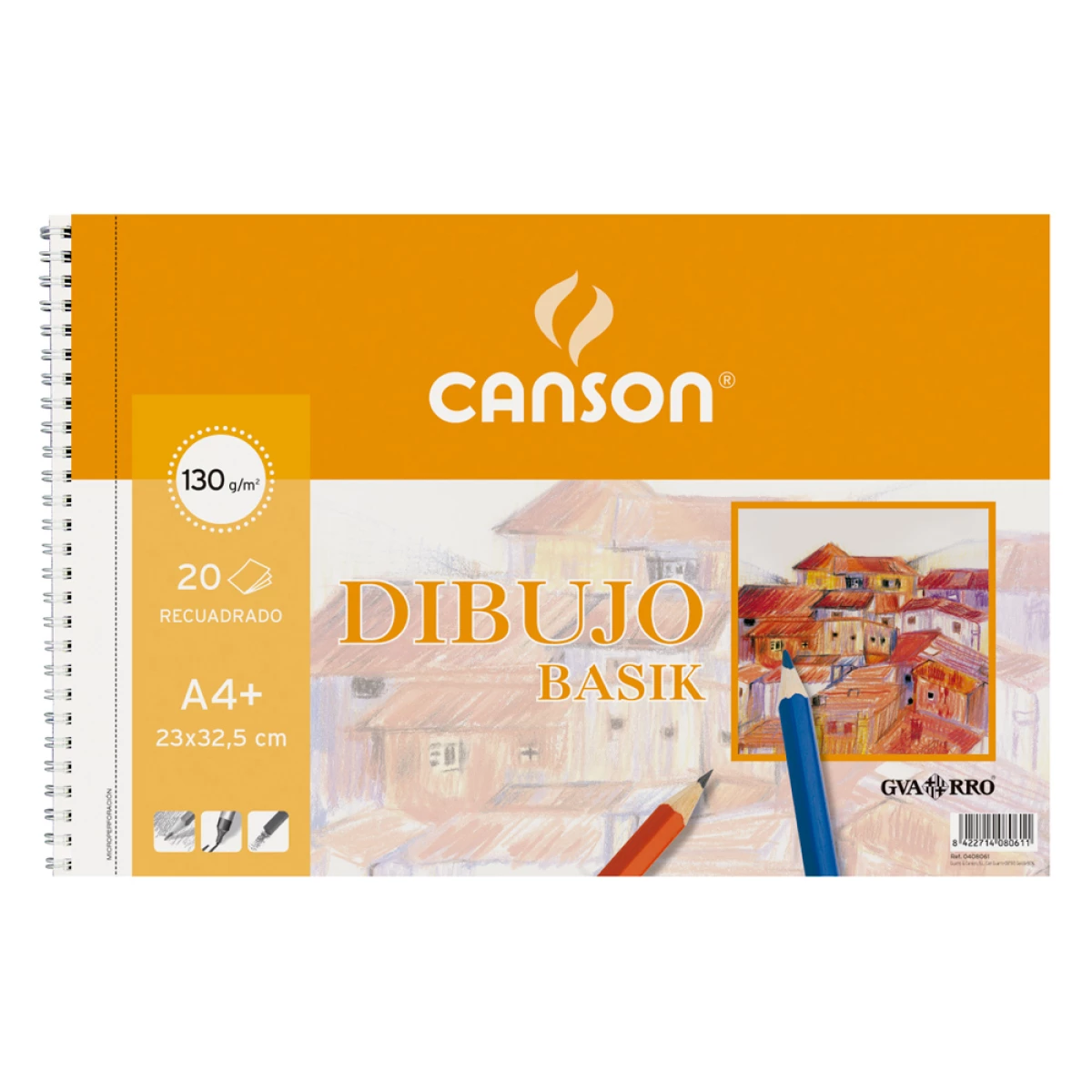 Galery – Bloco de desenho basik din a4+ espiral 23 x 32.5 cm20 folhas microperfurado -2 furos com esquadria0