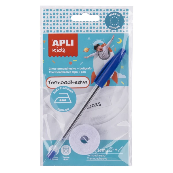 Thumbnail-Fita Termoadesiva Appli para marcar roupa – 10mmx2m – 70% Poliéster e 30% Algodão – Resistente à máquina de lavar e secar – Fácil de usar com caneta incluída – Cor Branco