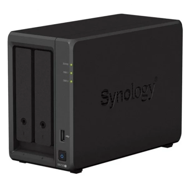 Thumbnail-Servidor de armazenamento Synology DiskStation DS723+ NAS – Até 2 unidades de armazenamento – Interface suportada M.2, SATA III – Compatível com 2,5″, 3,5″ – 2x RJ-45, 1x USB 3.2