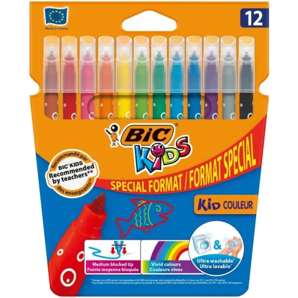 Thumbnail-Pacote de 12 marcadores Bic Kids Couleur – ponta média – lavável – cores variadas