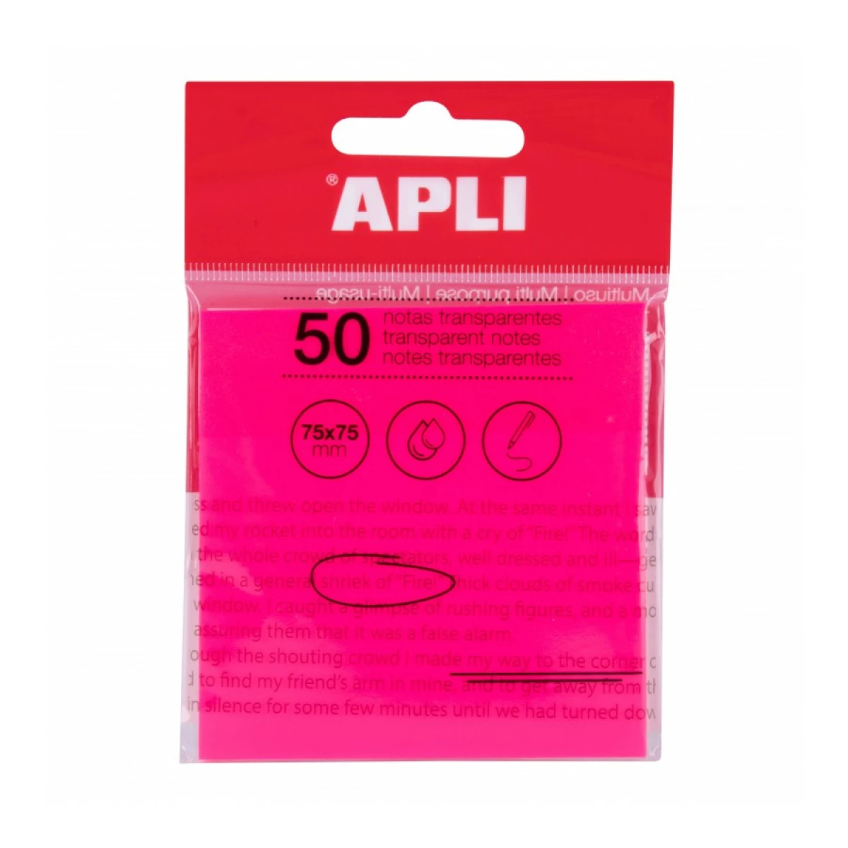 Thumbnail-Appli Notas Adhesivas Bloco Transparente 50 Folhas 75x75mm – Para Anotar sem Perder a Visibilidade do Texto ou da Imagem – Resistente à Água – Cor Rosa