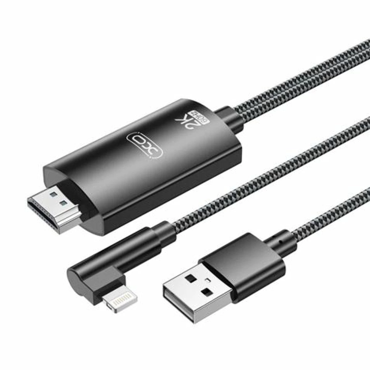 Thumbnail-Adaptador de cabo Lightning para HDMI XO – Comprimento 1,8m – Suporte para resolução 2K(60Hz)/1080P – Troca de dados e áudio – Fonte de alimentação USB – Cor preta