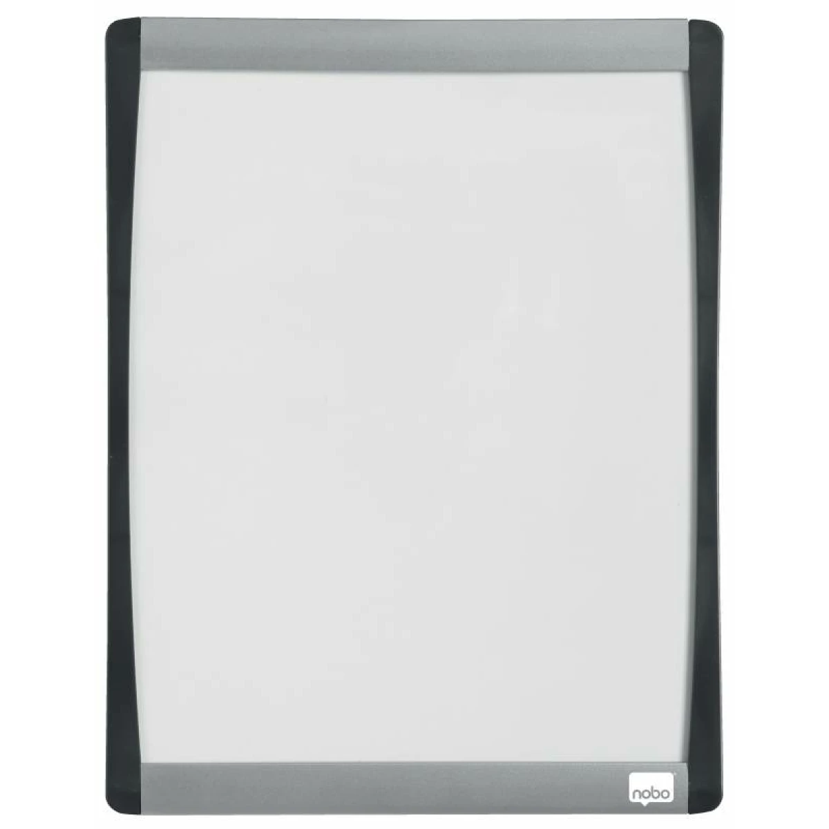 Thumbnail-Mini quadro magnético Nobo com moldura arqueada 215×280 – Design elegante em prata e preto – Almofadas adesivas e ímãs incluídos – Branco