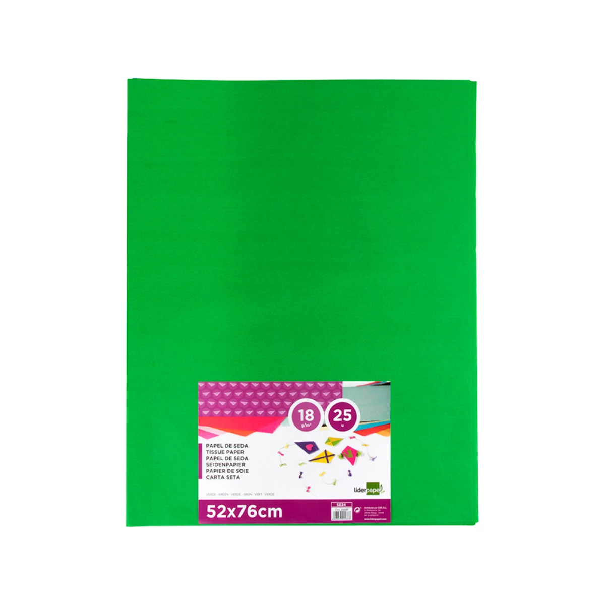 Galery – Papel seda liderpapel 52 x 76 cm 18 gr verde medio embalagem de 25 folhas0