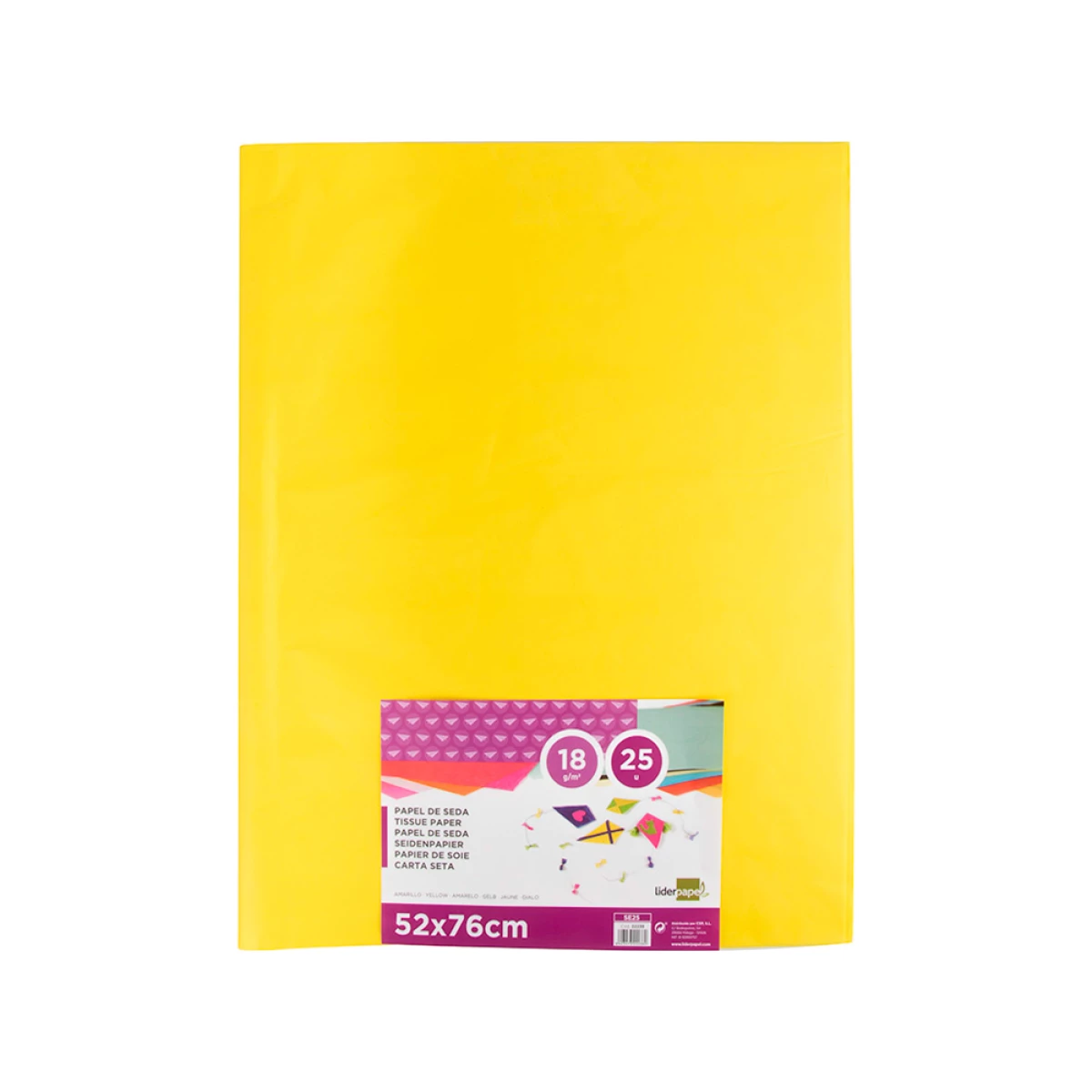 Galery – Papel seda liderpapel 52 x 76 cm 18 gr amarelo embalagem de 25 folhas0