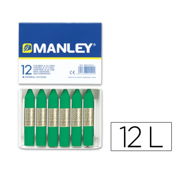 Thumbnail-Lapis de cera manley 12 unidades verde natural