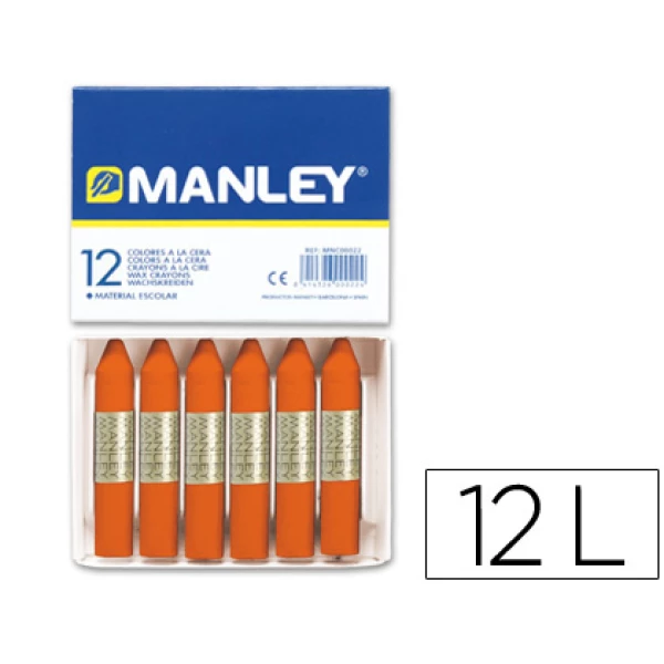 Thumbnail-Lapis de cera manley 12 unidades laranja