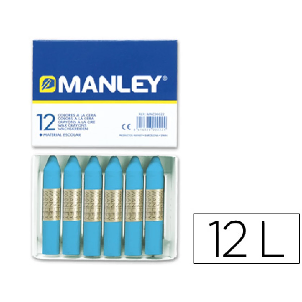 Thumbnail-Lapis de cera manley 12 unidades azul celeste