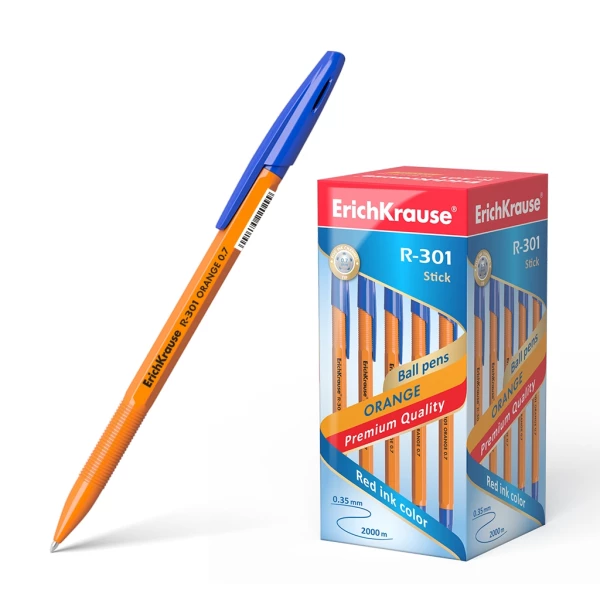 Thumbnail-Caneta esferográfica Erichkrause R-301 Orange Stick 0,7 – Corpo hexagonal opaco – Ponta de 0,7 mm – Tinta de secagem rápida – Cor azul