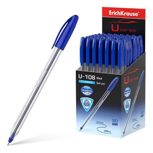 Thumbnail-Erichkrause Esferográfica U-108 Classic Stick – Tecnologia Ultra Glide – Tinta Azul