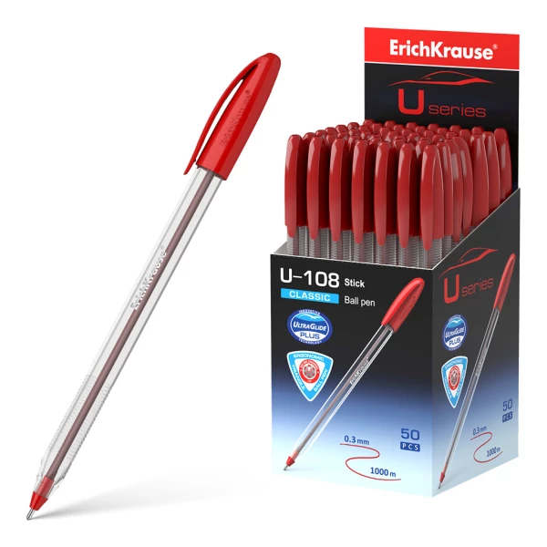 Thumbnail-Caneta Erichkrause U-108 Classic Stick – Tecnologia Ultra Glide – Tinta Vermelha