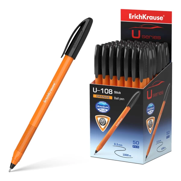 Thumbnail-Caneta Erichkrause U-108 Orange Stick – Tecnologia Ultra Glide – Tinta preta