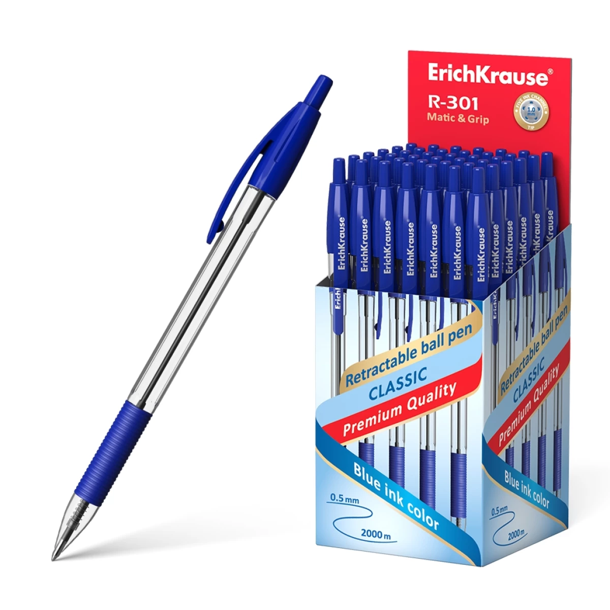 Thumbnail-Erichkrause Boligrafo Automatico R-301 Classic Matic&Grip 1.0 – 1.0mm Tip – Tinta de Secagem Rápida – Cor Azure