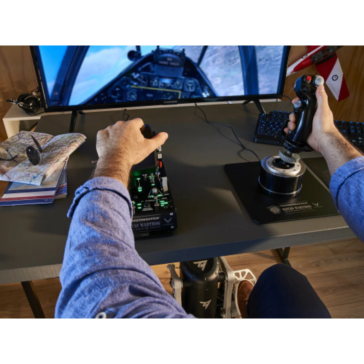 Galery – Thrustmaster TPR Leme Preto, Prata USB Analógico Flight Simulator PC0