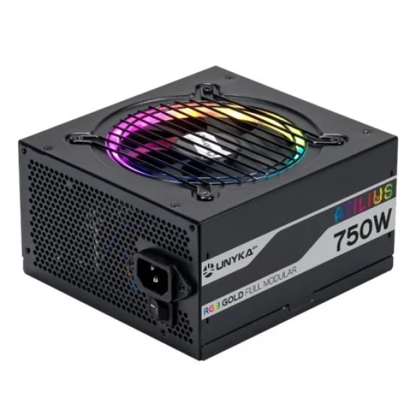 Thumbnail-Unykach Atilius RGB Black 750W Fonte de alimentação 750W ATX 2.31 – Iluminação RGB – Totalmente modular – PFC ativo – Ventoinha de 120 mm