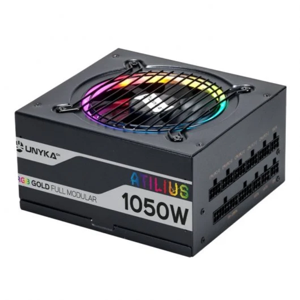 Thumbnail-Unykach Atilius RGB Black 1050W Fonte de alimentação 1050W ATX 2.31 – Iluminação RGB – Totalmente modular – PFC ativo – Ventoinha de 120 mm