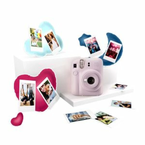 Thumbnail-Fujifilm Pack Melhores Memórias Instax Mini 12 Lilás Roxo Câmera Instantânea + Filme Instax Mini 10ud. + 3 Molduras para Fotos – Tamanho da Imagem 62x46mm – Flash Automático – Exposição Automática – Mini Espelho para Selfies – Modo Close-Up