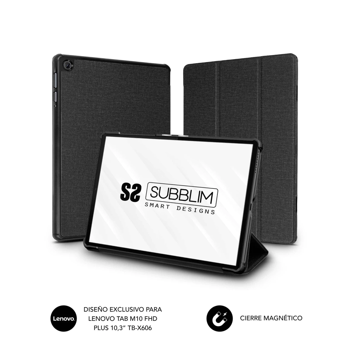 Thumbnail-Subblim Shock Case Funda para Tablet Lenovo M10 HD – Design Full Smartcover – Capa de policarbonato durável – Bordas reforçadas – Ângulos de visão ajustáveis – Cor preta