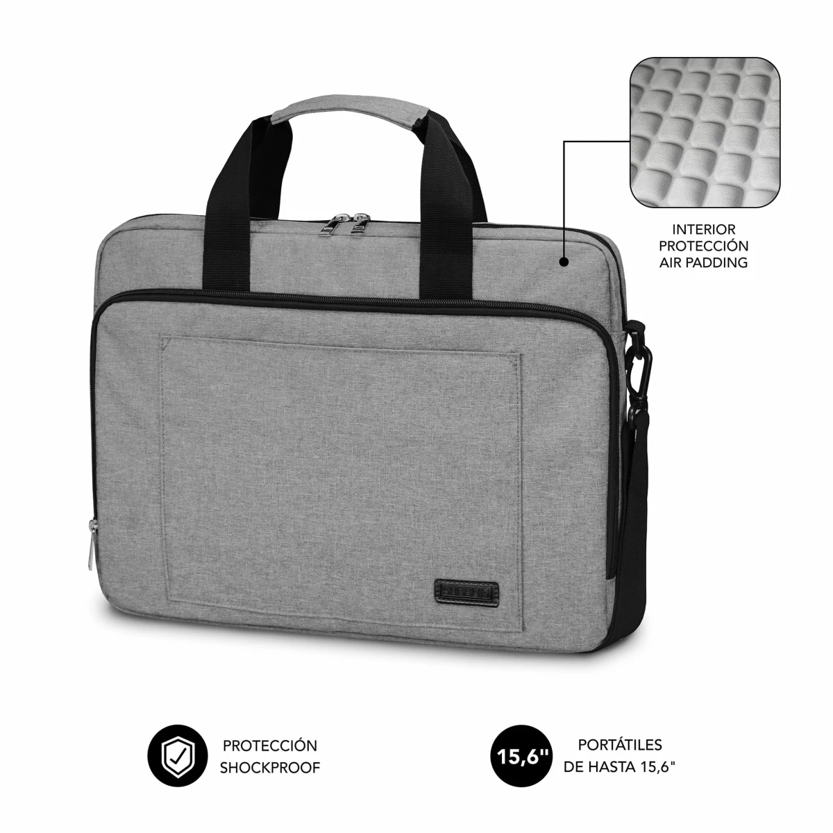 Thumbnail-Capa para laptop Subblim – Design elegante para laptops de até 15,6″ – Sistema de proteção de acolchoamento de ar – Zíper duplo – Compartimentos separados – Grande capacidade de armazenamento – Cor preta