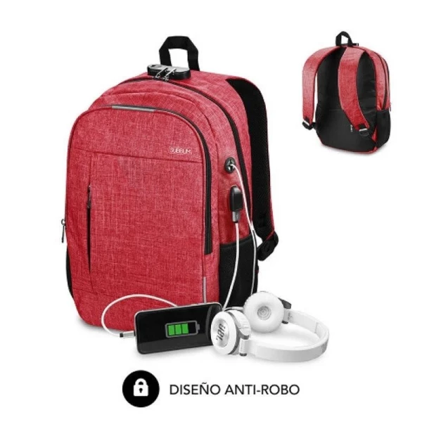 Thumbnail-Mochila Subblim Urban Lock System – Sinónimo de Segurança – Excelente capacidade de organização – Conector USB para Powerbank – Design resistente – Alças ergonómicas – Cor Vermelha