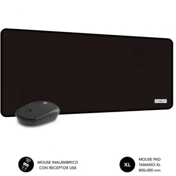 Thumbnail-Tapete de mesa Subblim Harmony – 800x300x2 mm – Resistente à água – Base antiderrapante – Design ergonômico – Resolução até 1200 dpi – Cor Preto