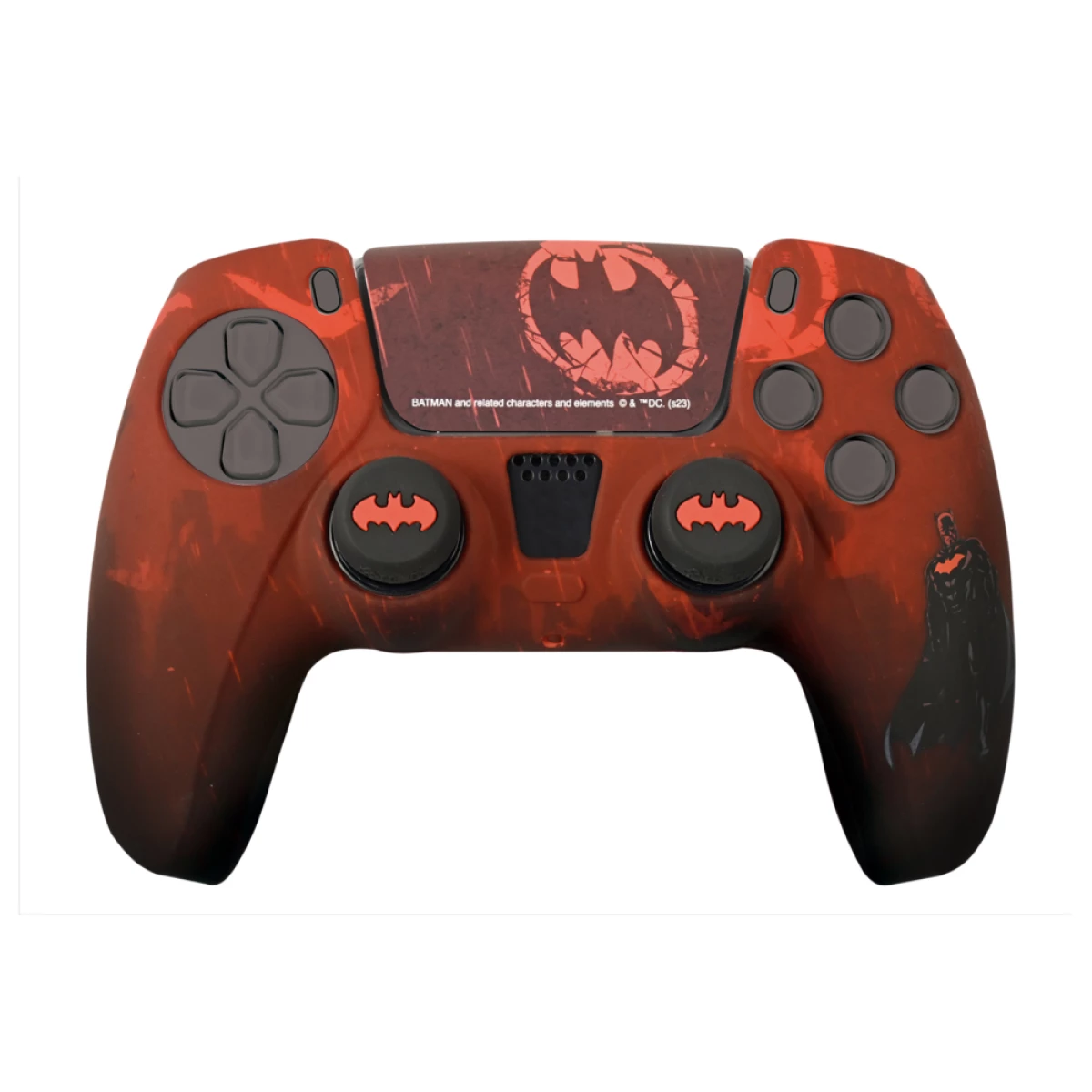 Thumbnail-Capa de silicone oficial do Batman Pack FR-TEC + alças para joysticks para Dualsense – Design inspirado em quadrinhos – Adesivo para Touchpad – Cor vermelha