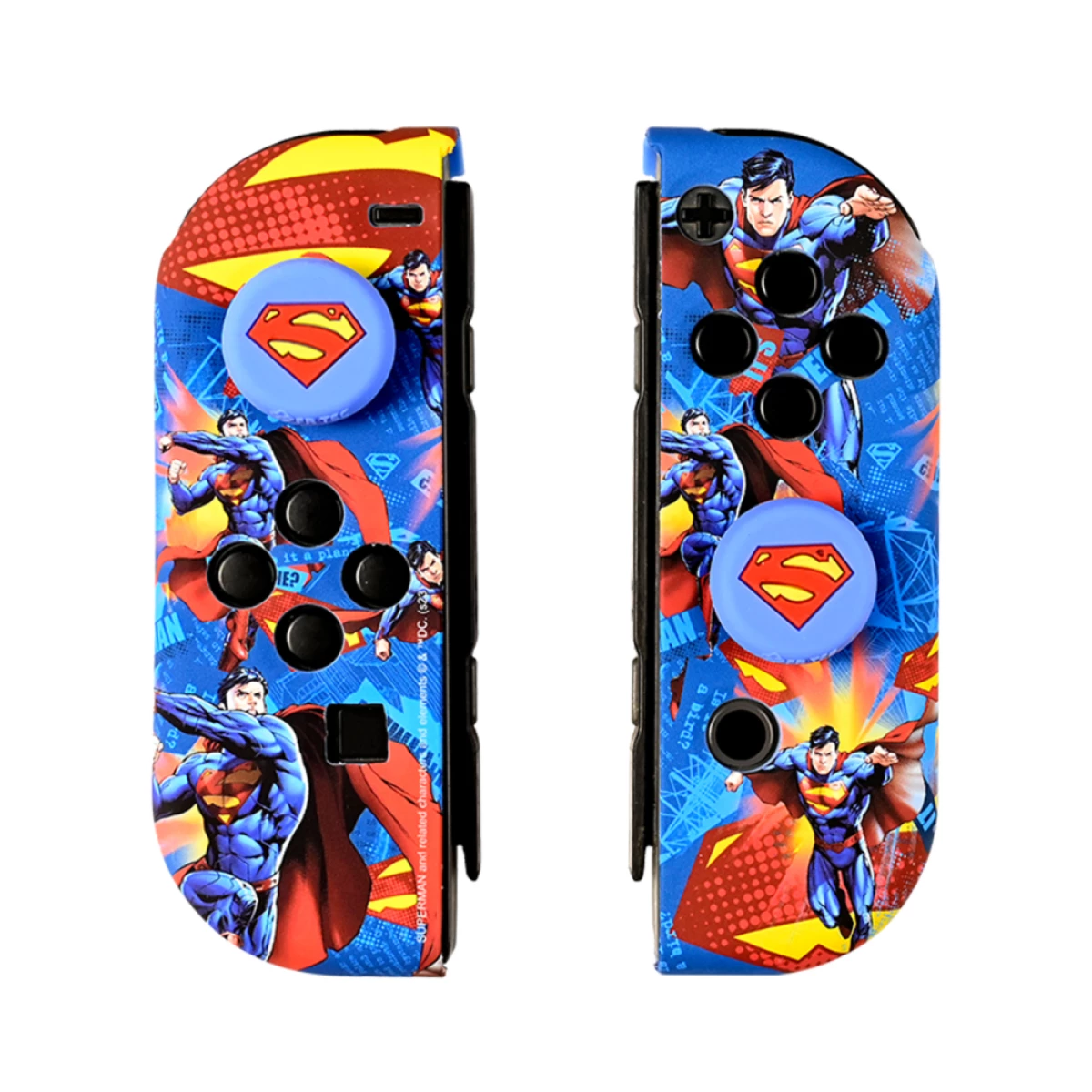 Thumbnail-Capas rígidas protetoras FR-TEC para Superman Joycons para Nintendo Switch – Punhos com relevo do logotipo do Superman – Caixa com 16 jogos com estilo único – Várias cores