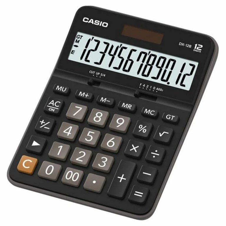 Thumbnail-Calculadora de mesa Casio DX-12B – Tela LCD extra grande de 12 dígitos – Solar e baterias – Cor preta