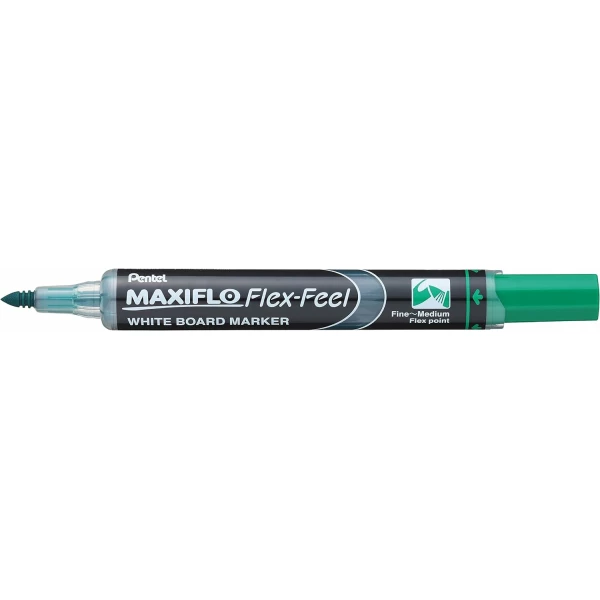 Thumbnail-Marcador Pentel Maxiflo Flex-Feel para Quadro Branco – Ponta Flexível 4,6mm – Curso de 1 a 5mm – Dosagem de Tinta por Êmbolo – Cor Verde