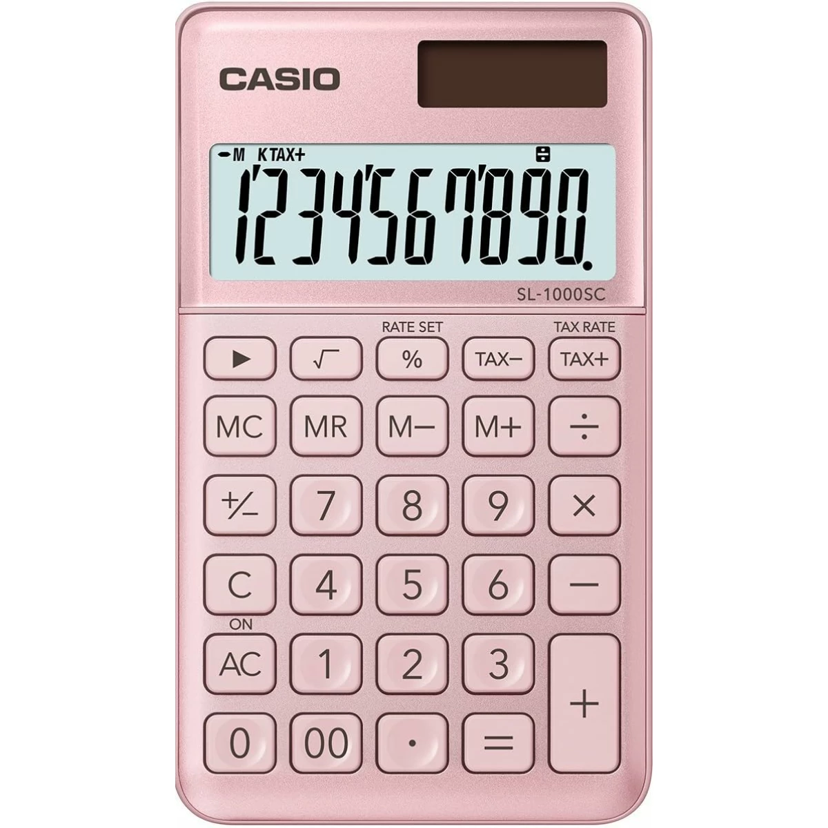 Thumbnail-Calculadora de bolso Casio SL-1000SC – Display extra grande de 10 dígitos – Energia solar e baterias – Cor rosa