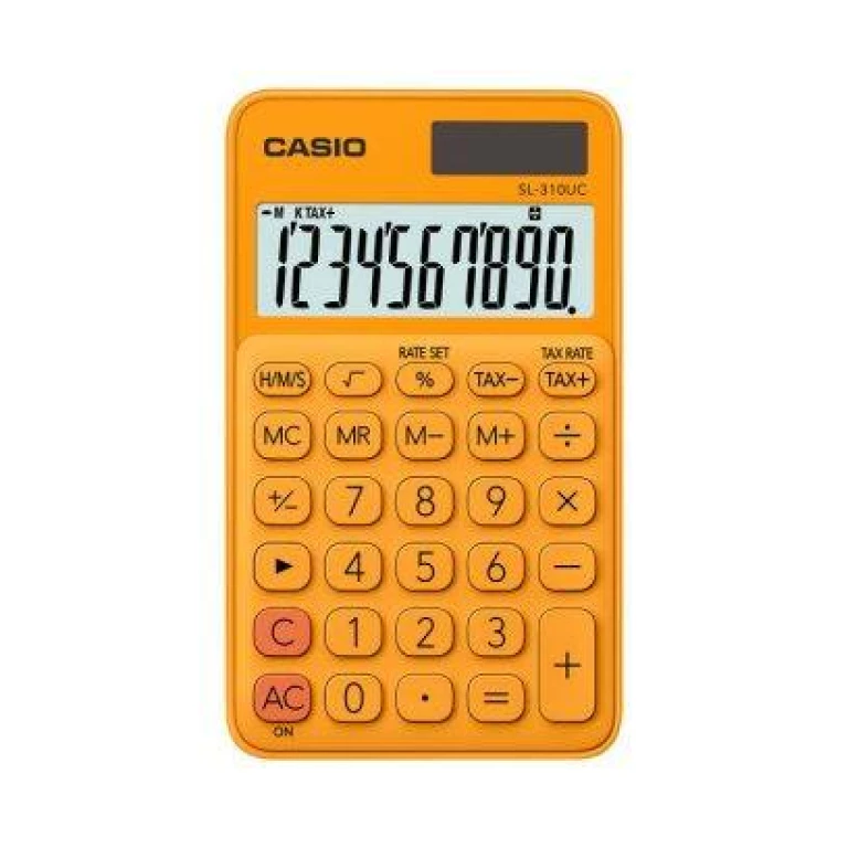 Thumbnail-Calculadora de bolso Casio SL-310UC – Calculadora de impostos – Tela LCD de 10 dígitos – Solar e baterias – Cor laranja