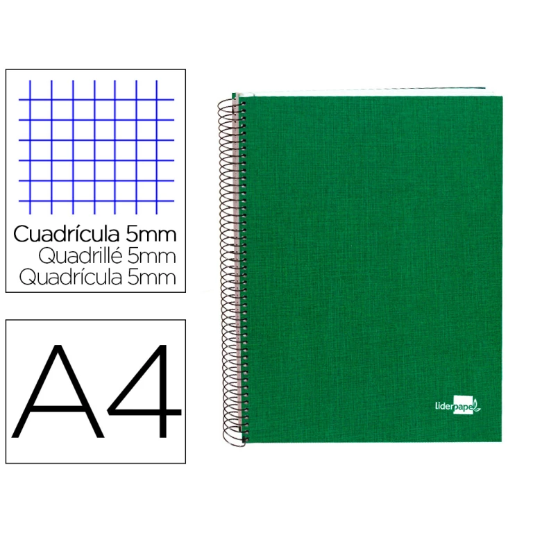 Thumbnail-Caderno espiral liderpapel paper coat 160 folhas a4 quadriculado verde