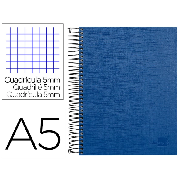 Thumbnail-Caderno espiral liderpapel a5 micro papercoat capa forrada 140 f 75 gr quadricula 5mm 5 bandas 6 furos azul