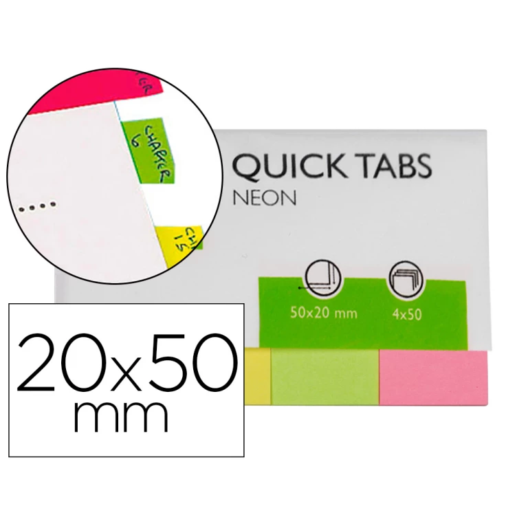 Thumbnail-Bandas separadoras q-connect index pack de 4 cores fluorescentes