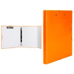 Galery – Capa liderpapel 4 aneis frosty com elasticos aba e mini-clip laranja0