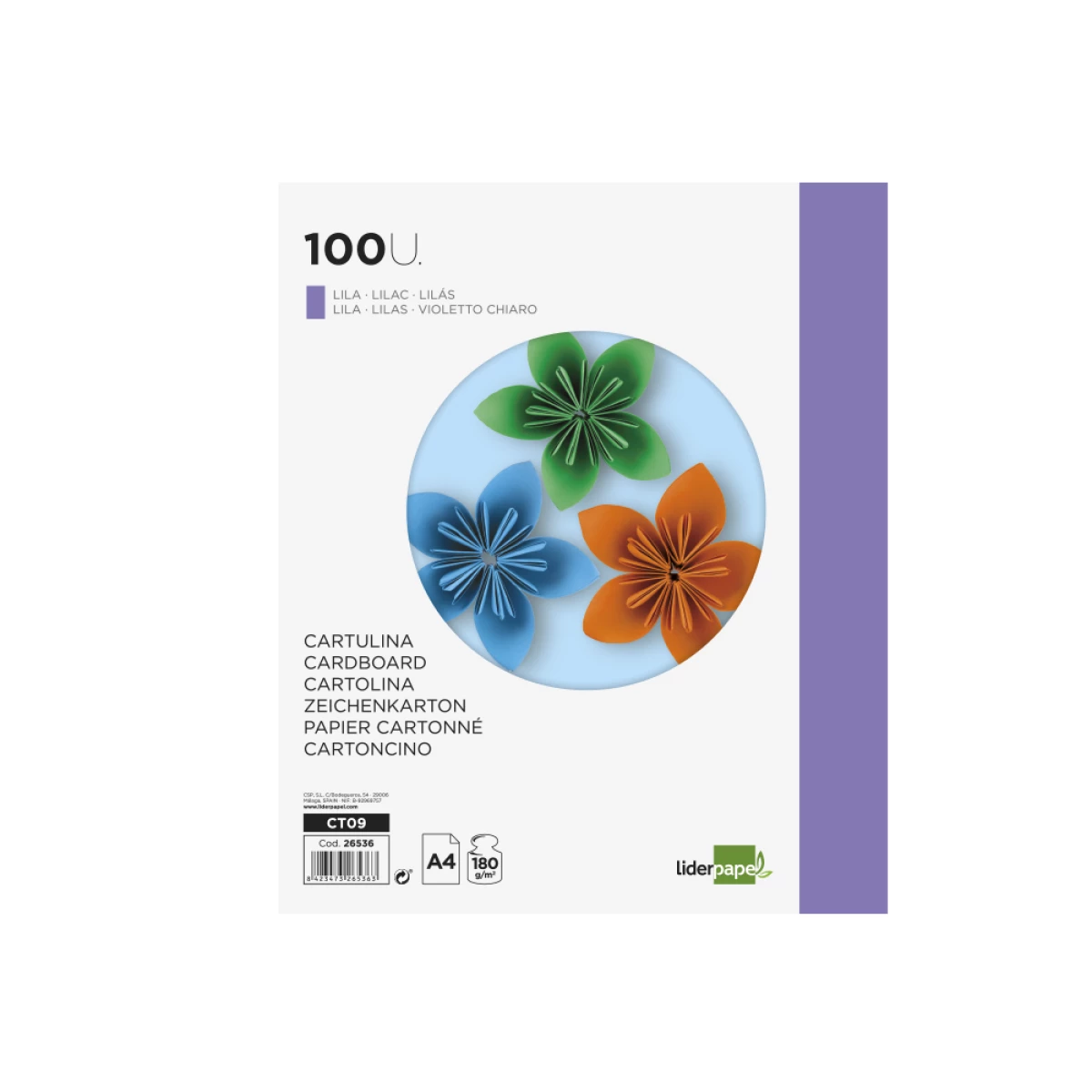 Galery – Cartolina liderpapel din a4 180 gr lilas pack de 100 unidades0