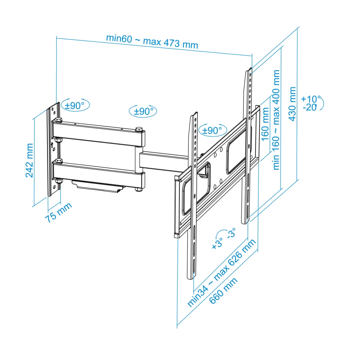 Galery – TooQ LP6070TN-B suporte para TV 177,8 cm (70″) Preto0