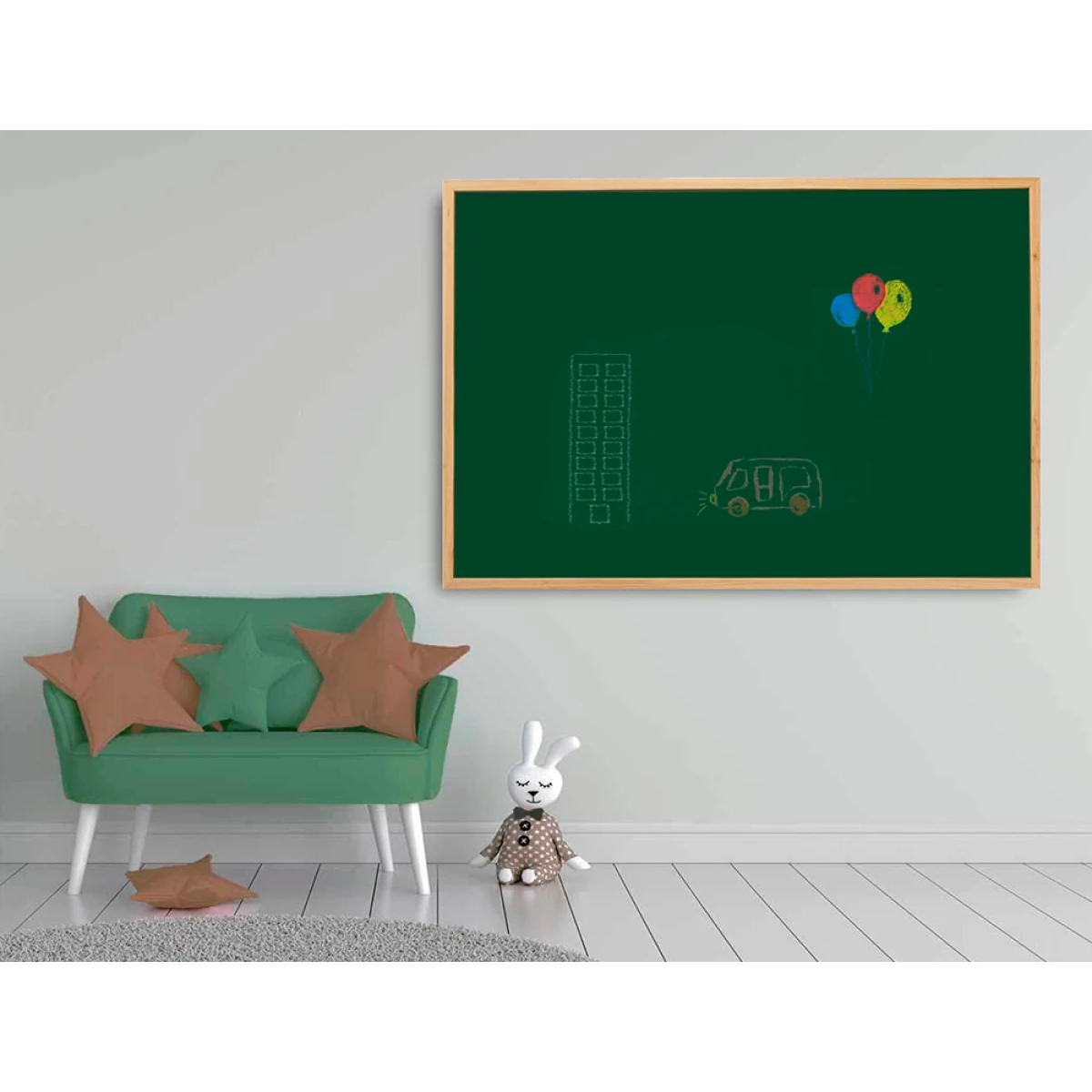 Galery – Quadro verde q-connect giz moldura madeira sem prateleira 120×90 cm0