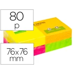 Thumbnail-Bloco de notas adesivas q-connect sortido 76 x 76 mm com 80 folhas pack de 12 em 4 cores