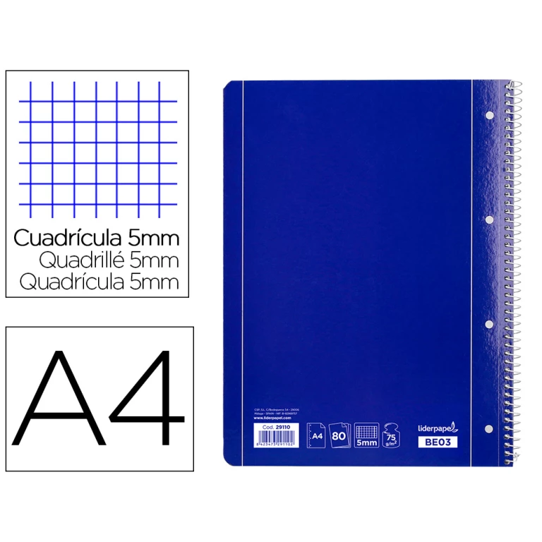 Thumbnail-Caderno espiral liderpapel capa azul 80 f din a4 quadriculado