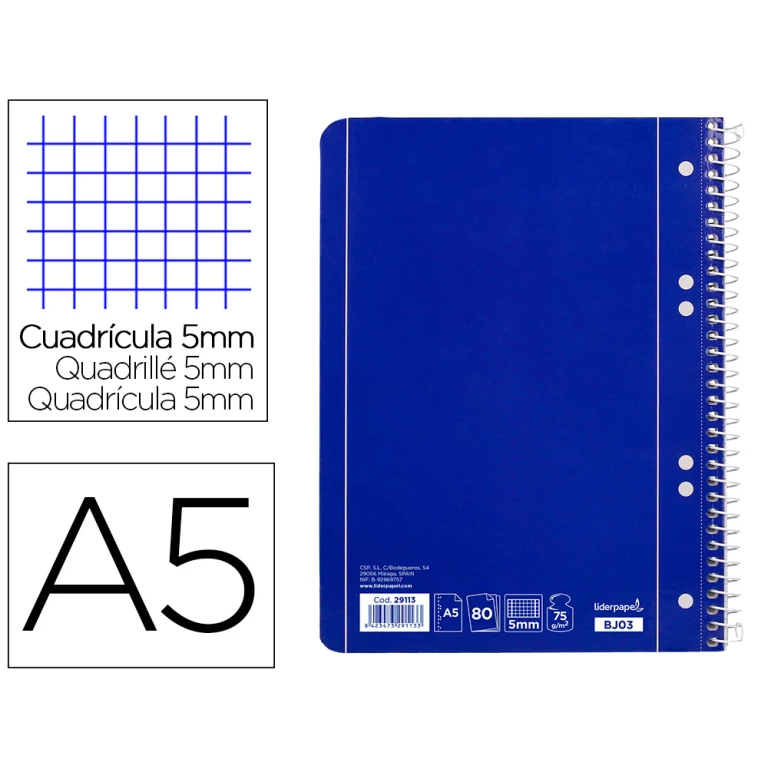 Thumbnail-Caderno espiral liderpapel capa azul 80 f din a5 quadriculado