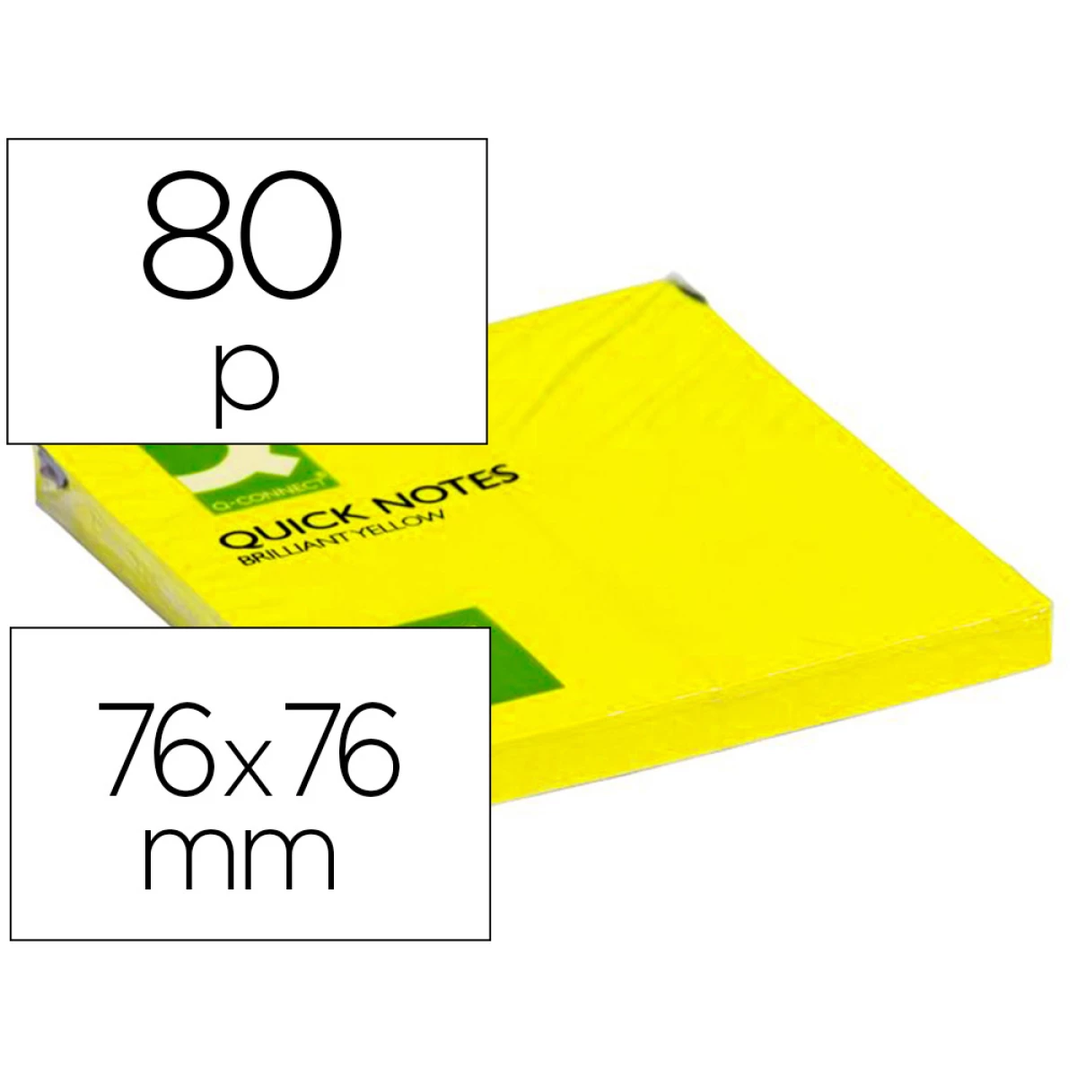 Thumbnail-Bloco de notas adesivas q-connect amarelo fluorescente 76 x 76 mm com 80 folhas