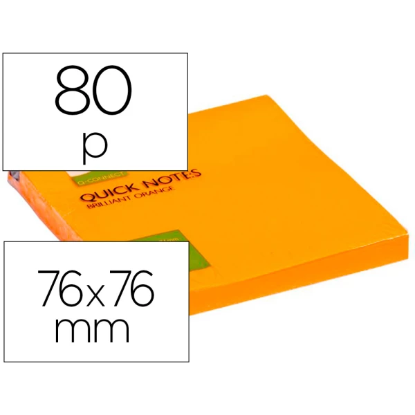 Thumbnail-Bloco de notas adesivas q-connect laranja fluorescente 76 x 76 mm com 80 folhas